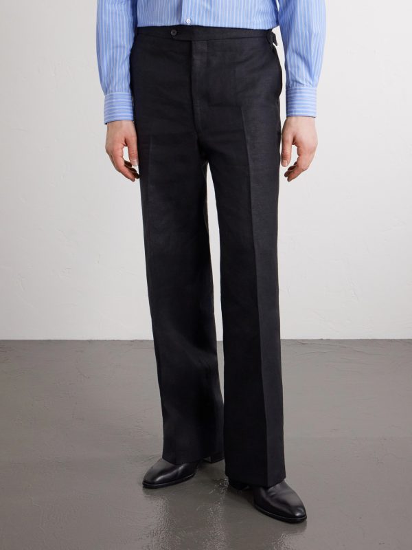 Wide-Leg Linen Suit Trousers - FR