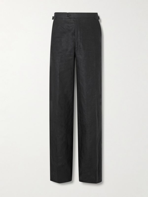 Wide-Leg Linen Suit Trousers
