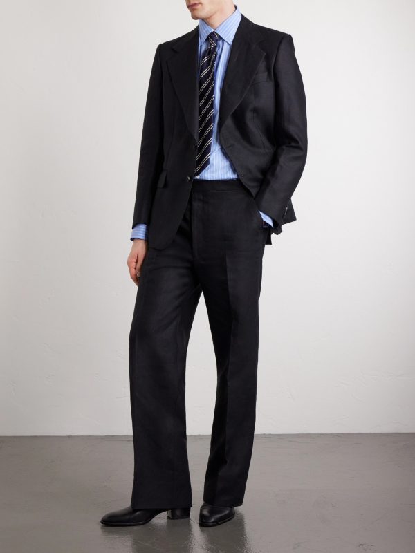 Wide-Leg Linen Suit Trousers - OU