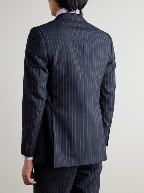 Pinstriped Wool Suit Jacket - BK