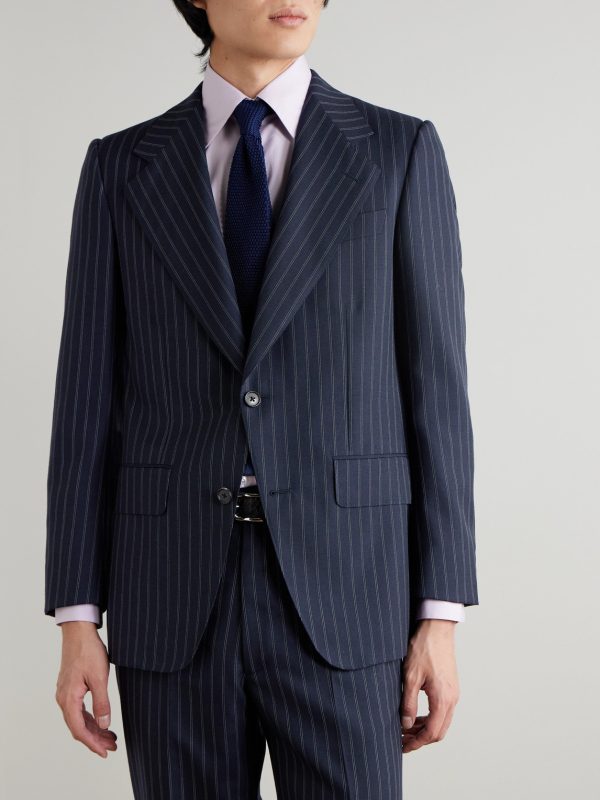 Pinstriped Wool Suit Jacket - FR