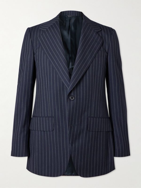 Pinstriped Wool Suit Jacket