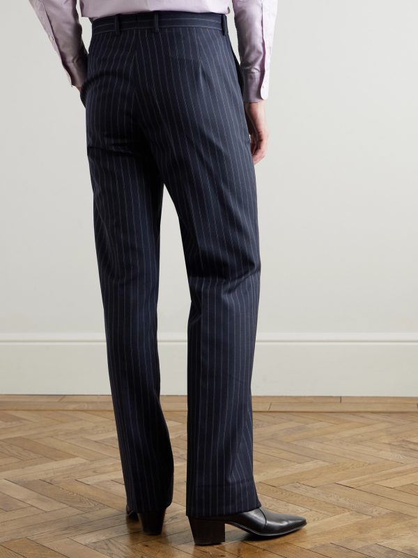 Straight-Leg Pinstriped Wool Suit Trousers - BK Straight-Leg Pinstriped Wool Suit Trousers - BK