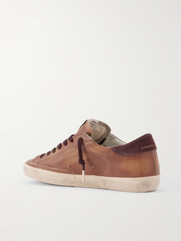 Super-Star Private EDT Distressed Suede-Trimmed Leather Sneakers - BK Super-Star Private EDT Distressed Suede-Trimmed Leather Sneakers - BK