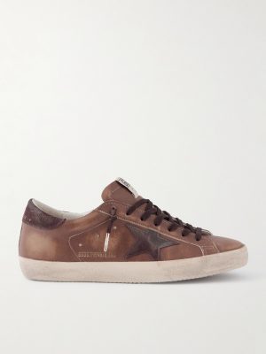 Super-Star Private EDT Distressed Suede-Trimmed Leather Sneakers