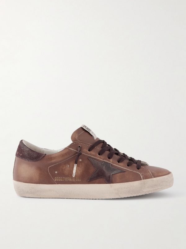 Super-Star Private EDT Distressed Suede-Trimmed Leather Sneakers Super-Star Private EDT Distressed Suede-Trimmed Leather Sneakers