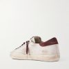 Super-Star Distressed Suede-Trimmed Leather Sneakers - BK Super-Star Distressed Suede-Trimmed Leather Sneakers - BK