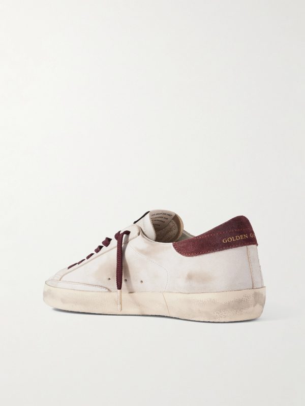 Super-Star Distressed Suede-Trimmed Leather Sneakers - BK Super-Star Distressed Suede-Trimmed Leather Sneakers - BK