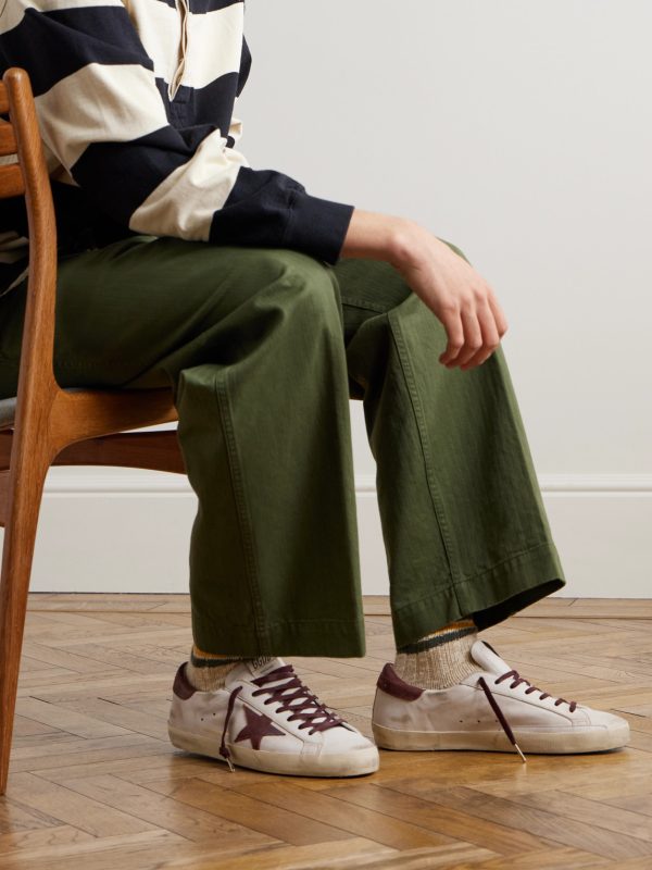 Super-Star Distressed Suede-Trimmed Leather Sneakers - FR Super-Star Distressed Suede-Trimmed Leather Sneakers - FR