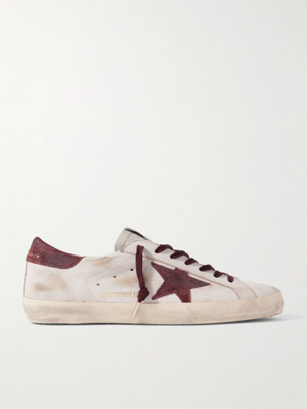 Super-Star Distressed Suede-Trimmed Leather Sneakers Super-Star Distressed Suede-Trimmed Leather Sneakers