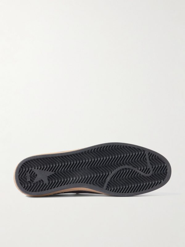 Ball Star Distressed Suede-Trimmed Leather Sneakers - E1