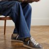 Ball Star Distressed Suede-Trimmed Leather Sneakers - OU