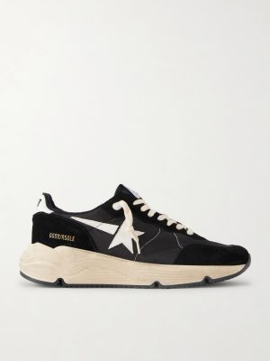 Running Sole Leather-Trimmed Suede and Shell Sneakers