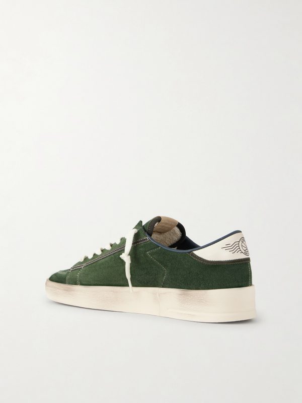 Stardan Distressed Leather-Trimmed Suede Sneakers - BK