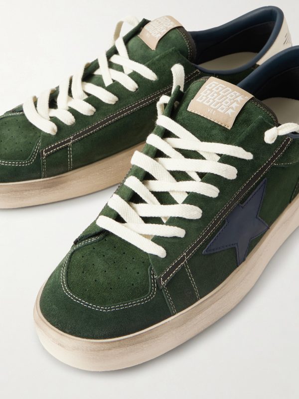 Stardan Distressed Leather-Trimmed Suede Sneakers - CU