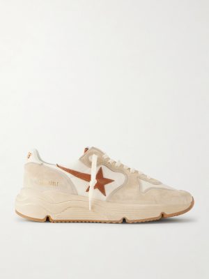 Running Sole Leather-Trimmed Suede and Shell Sneakers