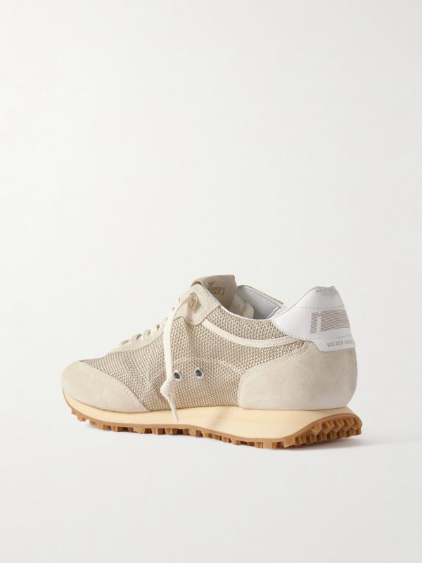 Marathon Distressed Suede-Trimmed Printed Mesh Sneakers - BK Marathon Distressed Suede-Trimmed Printed Mesh Sneakers - BK