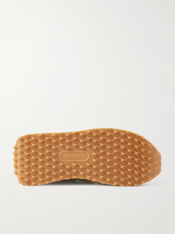 Marathon Distressed Suede-Trimmed Printed Mesh Sneakers - E1 Marathon Distressed Suede-Trimmed Printed Mesh Sneakers - E1