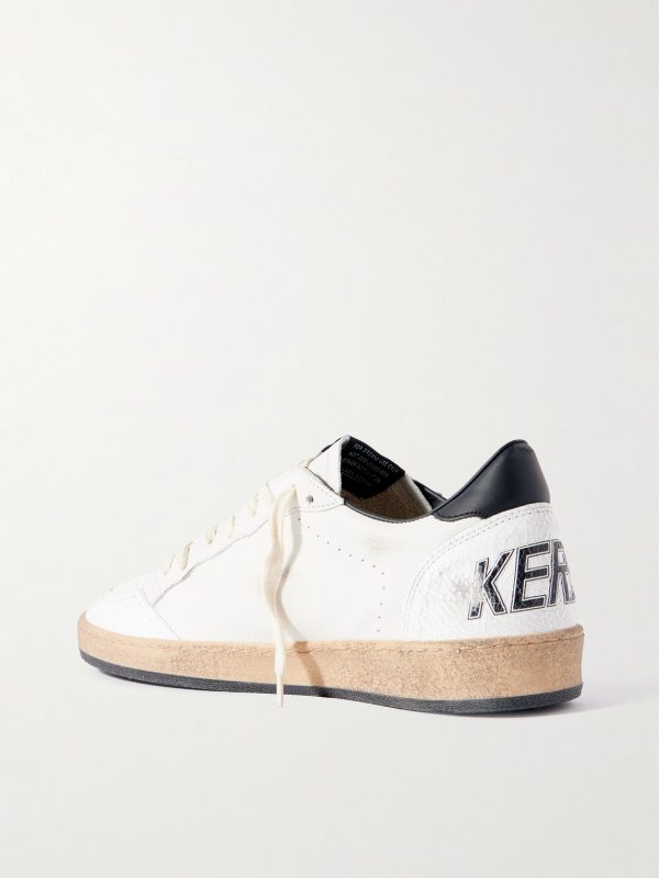 Ball Star Distressed Leather Sneakers - BK