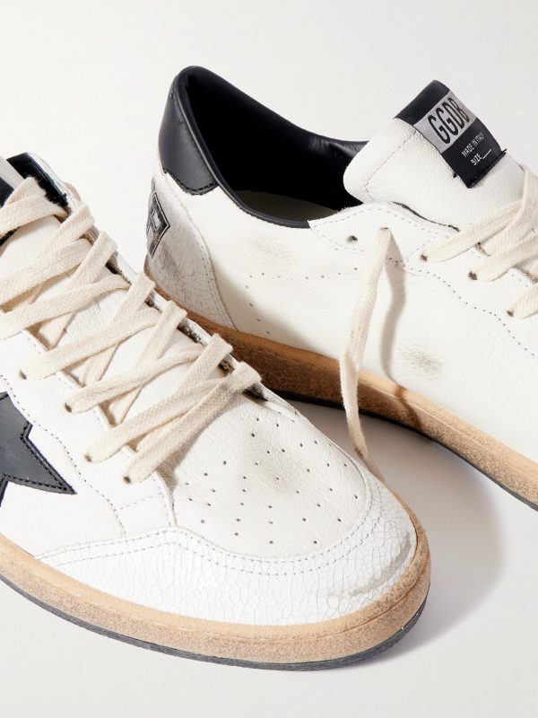 Ball Star Distressed Leather Sneakers - CU