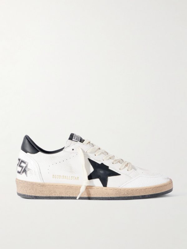 Ball Star Distressed Leather Sneakers
