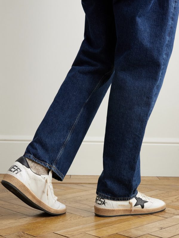 Ball Star Distressed Leather Sneakers - OU