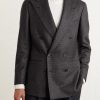 Double-Breasted Houndstooth Wool Suit Jacket - FR Double-Breasted Houndstooth Wool Suit Jacket - FR