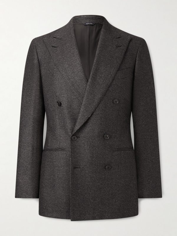 Double-Breasted Houndstooth Wool Suit Jacket Double-Breasted Houndstooth Wool Suit Jacket