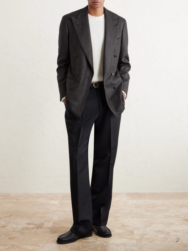 Double-Breasted Houndstooth Wool Suit Jacket - OU Double-Breasted Houndstooth Wool Suit Jacket - OU