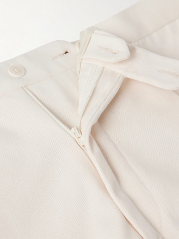 Amo Straight-Leg Pleated Peached Cotton-Blend Twill Suit Trousers - E1 Amo Straight-Leg Pleated Peached Cotton-Blend Twill Suit Trousers - E1