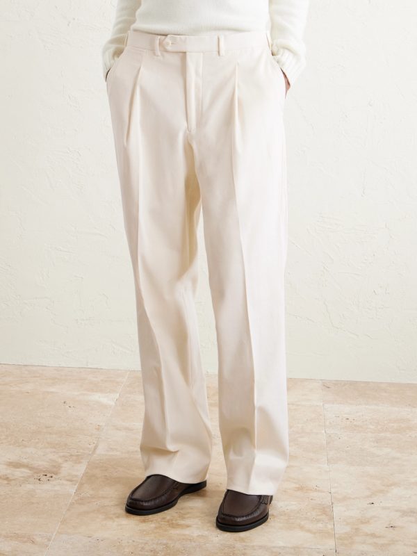 Amo Straight-Leg Pleated Peached Cotton-Blend Twill Suit Trousers - FR Amo Straight-Leg Pleated Peached Cotton-Blend Twill Suit Trousers - FR