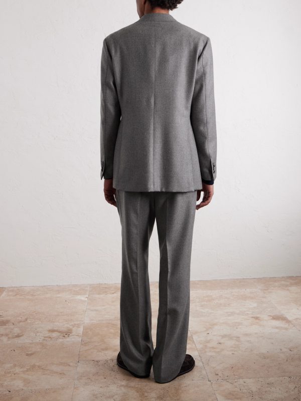 Wide-Leg Pleated Wool-Flannel Suit Trousers - BK