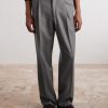 Wide-Leg Pleated Wool-Flannel Suit Trousers - FR
