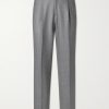 Wide-Leg Pleated Wool-Flannel Suit Trousers