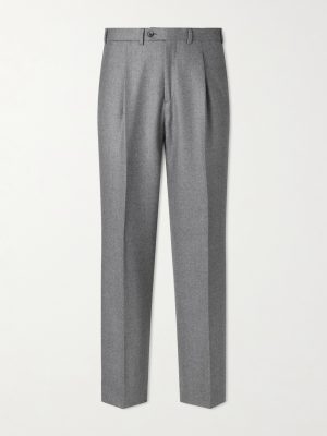 Wide-Leg Pleated Wool-Flannel Suit Trousers Wide-Leg Pleated Wool-Flannel Suit Trousers