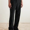 Straight-Leg Pleated Peached Cotton-Blend Trousers - FR