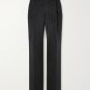 Straight-Leg Pleated Peached Cotton-Blend Trousers