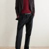Straight-Leg Pleated Peached Cotton-Blend Trousers - OU