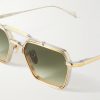 Commodore Aviator-Style Silver and Gold-Tone Beta Titanium Sunglasses - CU Commodore Aviator-Style Silver and Gold-Tone Beta Titanium Sunglasses - CU