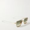 Commodore Aviator-Style Silver and Gold-Tone Beta Titanium Sunglasses - FR Commodore Aviator-Style Silver and Gold-Tone Beta Titanium Sunglasses - FR