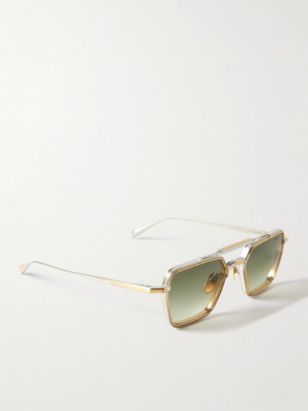 Commodore Aviator-Style Silver and Gold-Tone Beta Titanium Sunglasses - FR Commodore Aviator-Style Silver and Gold-Tone Beta Titanium Sunglasses - FR