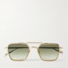 Commodore Aviator-Style Silver and Gold-Tone Beta Titanium Sunglasses Commodore Aviator-Style Silver and Gold-Tone Beta Titanium Sunglasses