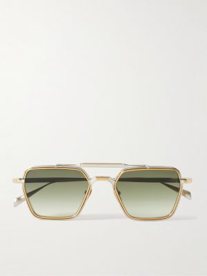 Commodore Aviator-Style Silver and Gold-Tone Beta Titanium Sunglasses Commodore Aviator-Style Silver and Gold-Tone Beta Titanium Sunglasses