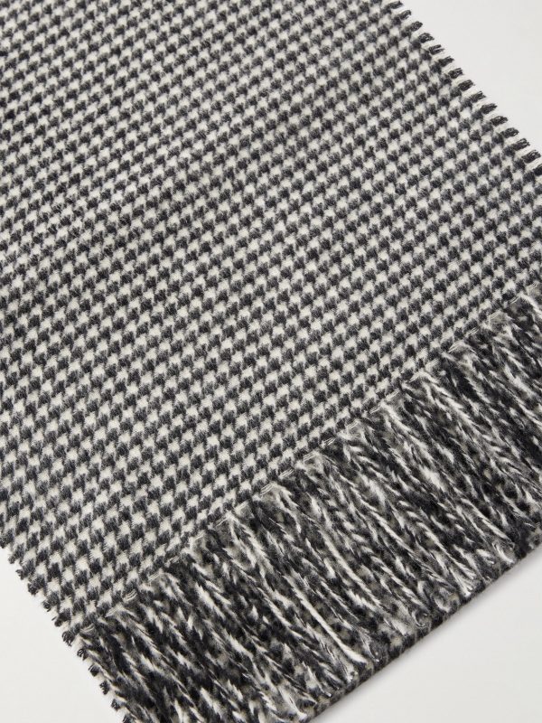 Fringed Houndstooth Cashmere Scarf - CU Fringed Houndstooth Cashmere Scarf - CU