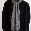 Fringed Houndstooth Cashmere Scarf - FR Fringed Houndstooth Cashmere Scarf - FR