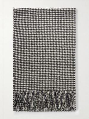 Fringed Houndstooth Cashmere Scarf Fringed Houndstooth Cashmere Scarf