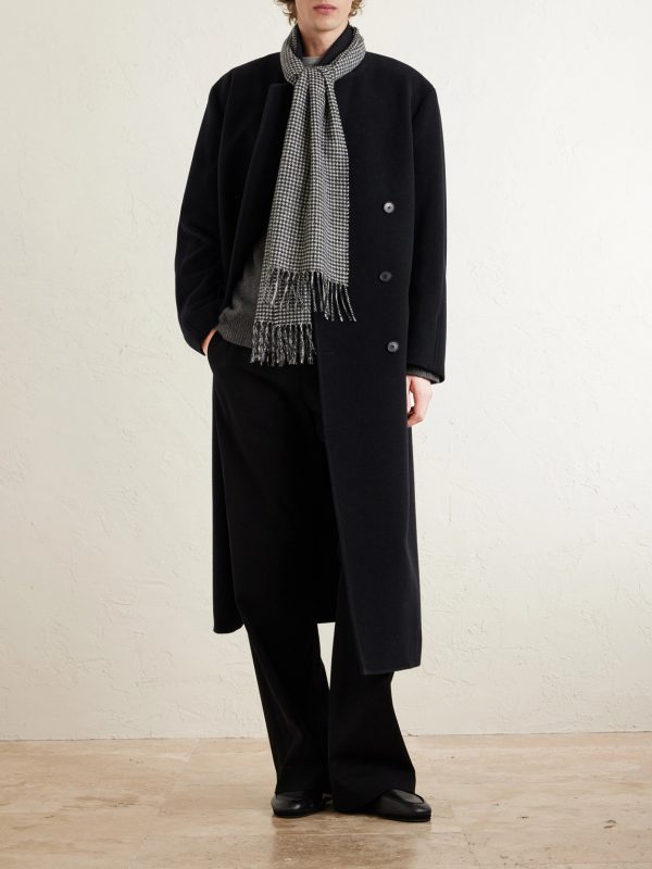 Fringed Houndstooth Cashmere Scarf - OU Fringed Houndstooth Cashmere Scarf - OU