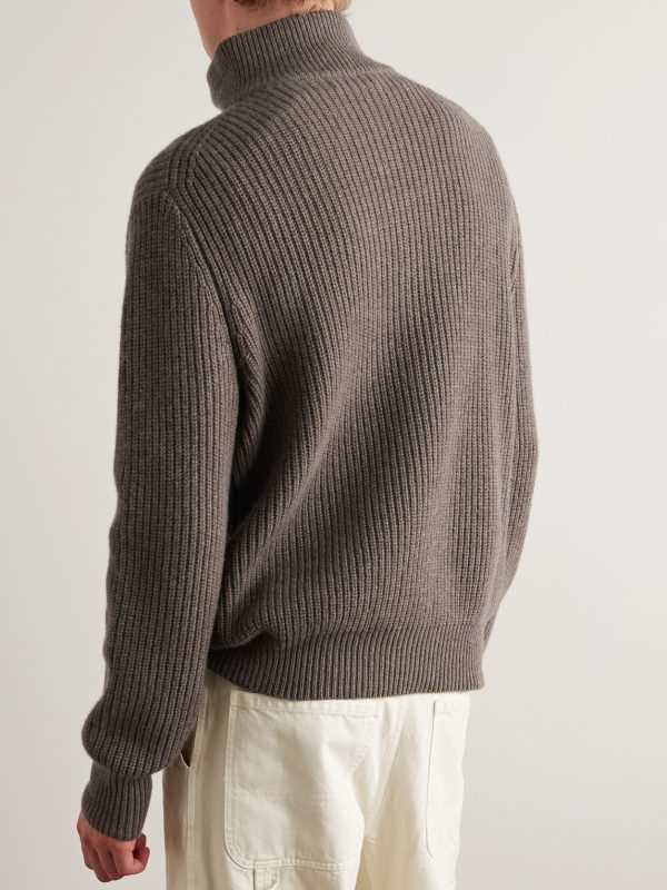 Heston Ribbed Cashmere Half-Zip Sweater - BK Heston Ribbed Cashmere Half-Zip Sweater - BK