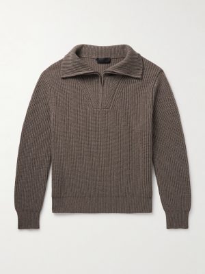 Heston Ribbed Cashmere Half-Zip Sweater
