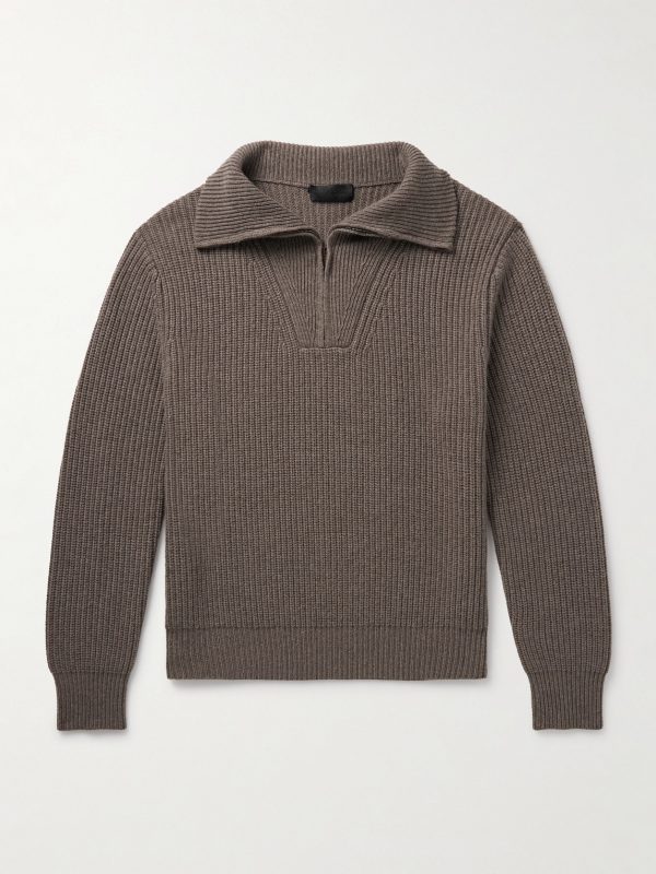 Heston Ribbed Cashmere Half-Zip Sweater Heston Ribbed Cashmere Half-Zip Sweater